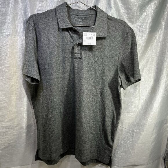 American Eagle Dark Gray Collar Shirt Super Soft Standard Fit Men's Size Medium - Picture 1 of 8